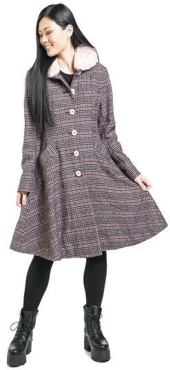 "Watson Coat" Coats Black-pink By Hell Bunny -Fashion Lady Clothing Shop 467701wa