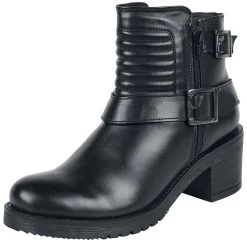 "Black Boots With Buckles And Biker Stitching" Boot Black By Black Premium By EMP