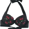 "Black Bikini Top With Rockabilly Print" Bikini Top Black By Rock Rebel By EMP