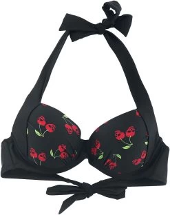 "Black Bikini Top With Rockabilly Print" Bikini Top Black By Rock Rebel By EMP