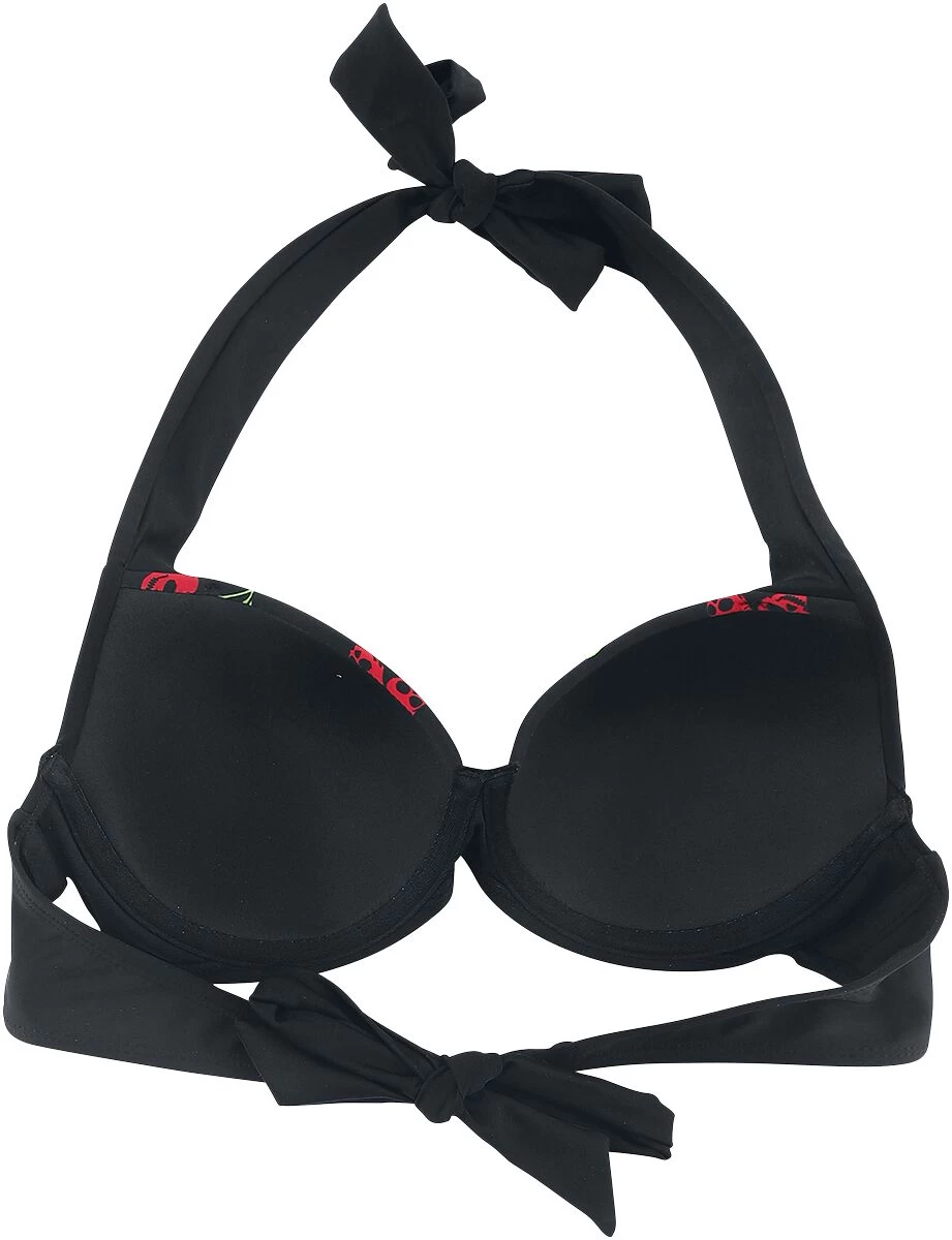 "Black Bikini Top With Rockabilly Print" Bikini Top Black By Rock Rebel By EMP 2 "Black Bikini Top With Rockabilly Print" Bikini Top Black By Rock Rebel By EMP - Image 2