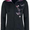 "Black Hooded Jacket With Butterfly Print" Hooded Zip Black By Full Volume By EMP