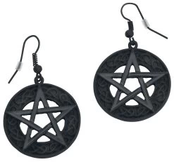 "Pentagram" Earring Black By Gothicana By EMP