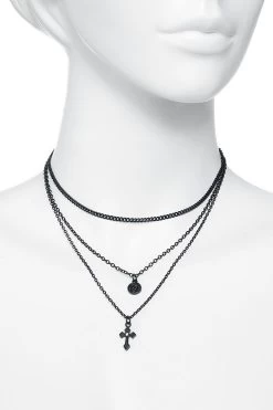 "Matte Black Cross" Necklace Black By Gothicana By EMP -Fashion Lady Clothing Shop 473652c