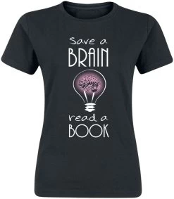 "Save A Brain - Read A Book" T-Shirt Black By Slogans