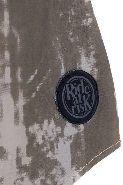 "Beige Short-Sleeve Shirt With Wash And Print" Short-sleeved Shirt Mottled Beige By Rock Rebel By EMP -Fashion Lady Clothing Shop 482887d2