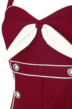 "Eliza Navy Seaside Cross Strap Playsuit" Jumpsuit Red By Voodoo Vixen -Fashion Lady Clothing Shop 483201d