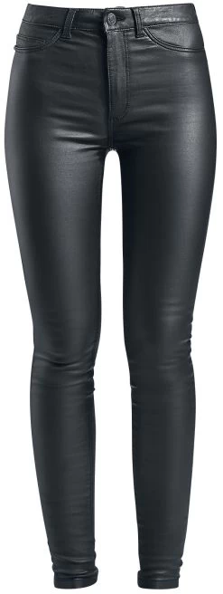 "Callie High Waist Skinny Coated Trousers" Jeans Black By Noisy May