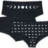 "Black Panty Set In Uni-Colour And With Prints" Panty Set Black By Gothicana By EMP
