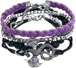 "Dragon" Bracelet Set Black-lilac By Gothicana By EMP