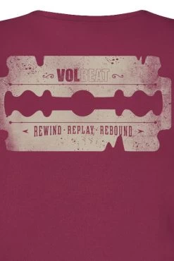 "Distressed Logo" T-Shirt Red By Volbeat -Fashion Lady Clothing Shop 491022d