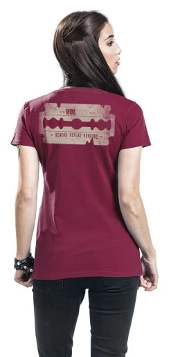 "Distressed Logo" T-Shirt Red By Volbeat -Fashion Lady Clothing Shop 491022wb