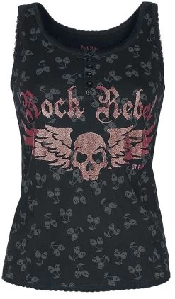 "Long Pyjamas With Cherry Skull Print" Pyjama Black By Rock Rebel By EMP -Fashion Lady Clothing Shop 492083c