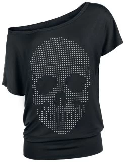 "T-shirt With Studded Skull" T-Shirt Black By Full Volume By EMP