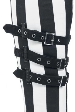 "Black-White Skinny Jeans With Zips And Buckles" Jeans Black-white By Gothicana By EMP -Fashion Lady Clothing Shop 493699d2