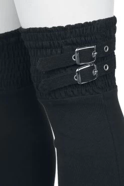 "Leg Warmers With Lacing And Buckles" Knee Socks Black By Gothicana By EMP -Fashion Lady Clothing Shop 493796d