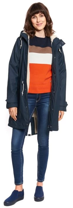 "Friese Tidaholm" Winter Coat Navy-white By Derbe Hamburg 8 "Friese Tidaholm" Winter Coat Navy-white By Derbe Hamburg -Fashion Lady Clothing Shop 495322wa