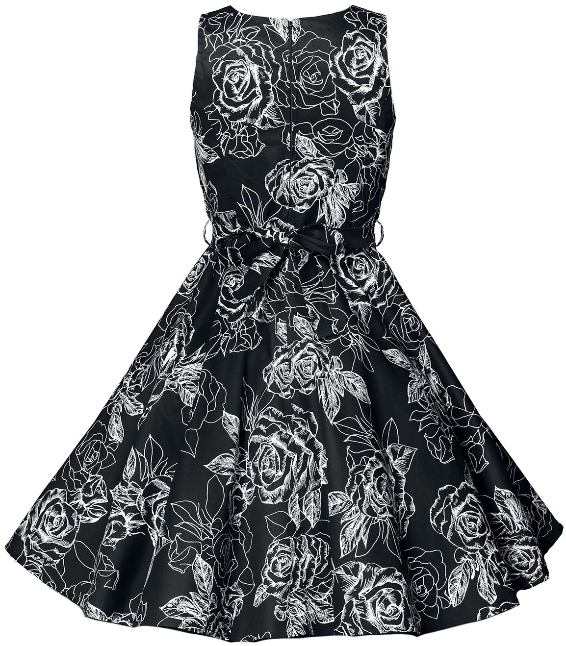 "Swing Floral Dress" Medium-length Dress Black-white By Belsira 2 "Swing Floral Dress" Medium-length Dress Black-white By Belsira - Image 2
