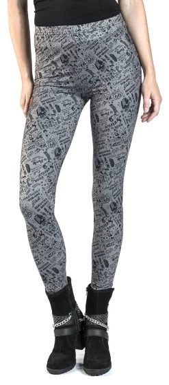 "Rock Rebel X Route 66 - Grey/Black Leggings With All-Over Print" Leggings Grey-black By Rock Rebel By EMP -Fashion Lady Clothing Shop 495507wa