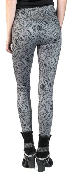 "Rock Rebel X Route 66 - Grey/Black Leggings With All-Over Print" Leggings Grey-black By Rock Rebel By EMP -Fashion Lady Clothing Shop 495507wb