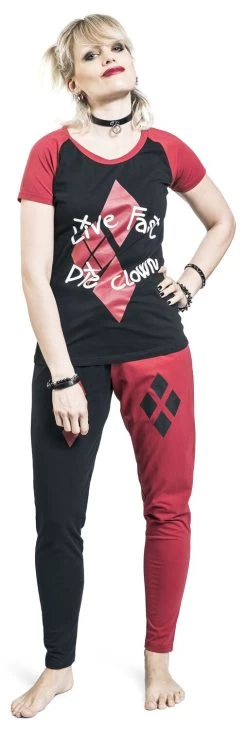 "2 - Live Fast Die Clown" Pyjama Red-black By Suicide Squad -Fashion Lady Clothing Shop 495735wa