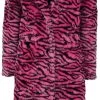 "Longline Fur Coat" Coats Black-pink By QED London