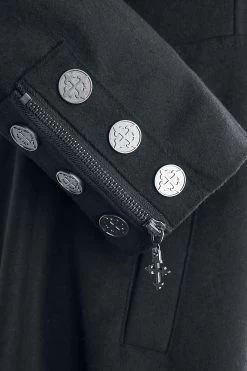 "Gothicana X Anne Stokes - Black Coat With Big Hood And Lacing" Coats Black By Gothicana By EMP -Fashion Lady Clothing Shop 498116d