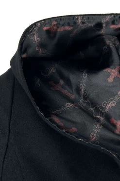 "Gothicana X Anne Stokes - Black Coat With Big Hood And Lacing" Coats Black By Gothicana By EMP -Fashion Lady Clothing Shop 498116d3