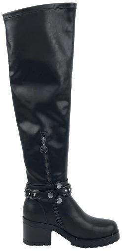 "Black Low Boots With Platform Sole And Round Studs" Boots Black By Gothicana By EMP -Fashion Lady Clothing Shop 499401a3