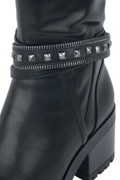 "Black Low Boots With Platform Sole And Round Studs" Boots Black By Gothicana By EMP -Fashion Lady Clothing Shop 499401d