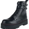 "Black Boots With Buckles And Seams" Boot Black By Black Premium By EMP