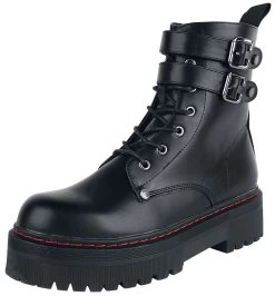 "Black Boots With Buckles And Seams" Boot Black By Black Premium By EMP