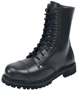 "Steel-Capped Lace-Up Boots" Boot Black By Black Premium By EMP