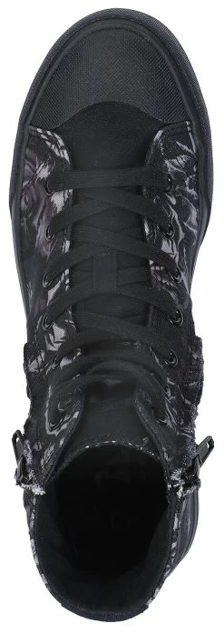 "Sneakers With Floral Print" Sneakers High Black By Black Premium By EMP -Fashion Lady Clothing Shop 504450a4