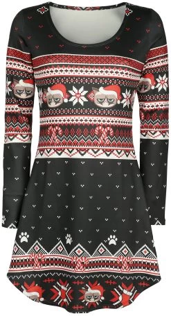"Grumpy Xmas" Medium-length Dress Black-red-white By Grumpy Cat