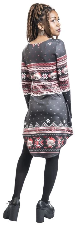 "Grumpy Xmas" Medium-length Dress Black-red-white By Grumpy Cat -Fashion Lady Clothing Shop 506842wb