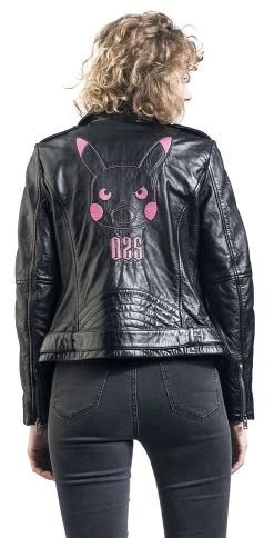 "Pikachu - Rocks" Leather Jacket Black By Pokémon -Fashion Lady Clothing Shop 507287wb