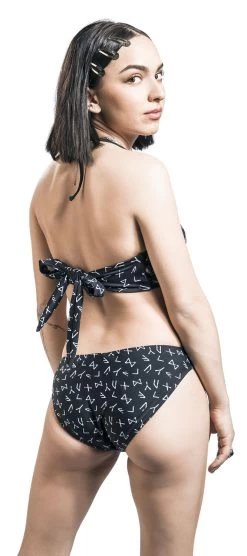 "Bikini Bottoms With Rune Print" Bikini Bottom Black By Black Premium By EMP -Fashion Lady Clothing Shop 511418wb