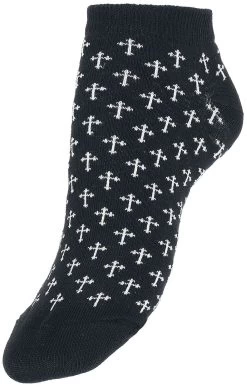 "Three-pack Of Socks With Cross And Pentagram Motifs" Socks Black By Gothicana By EMP -Fashion Lady Clothing Shop 511780d