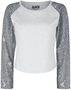 "Raglan-Style Long-Sleeve" Long-sleeve Shirt Mottled Light Grey/mottled Dark Grey By Black Premium By EMP