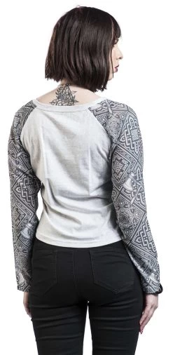 "Raglan-Style Long-Sleeve" Long-sleeve Shirt Mottled Light Grey/mottled Dark Grey By Black Premium By EMP -Fashion Lady Clothing Shop 512095wb