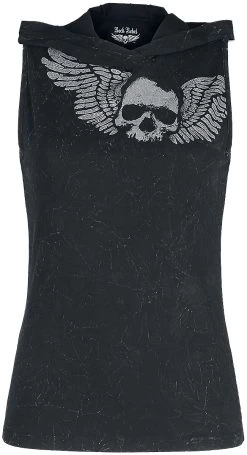 "Printed Hooded Top" Top Dark Grey By Rock Rebel By EMP