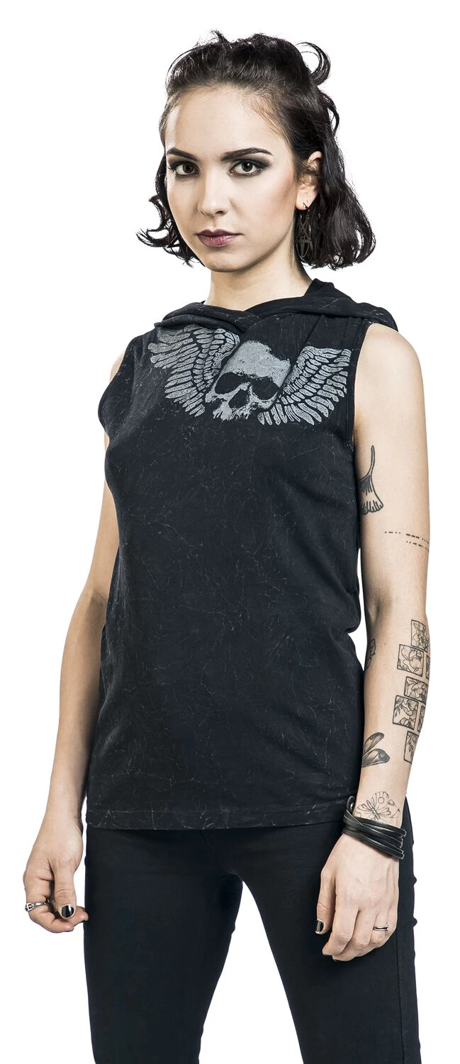 "Printed Hooded Top" Top Dark Grey By Rock Rebel By EMP 4 "Printed Hooded Top" Top Dark Grey By Rock Rebel By EMP - Image 4