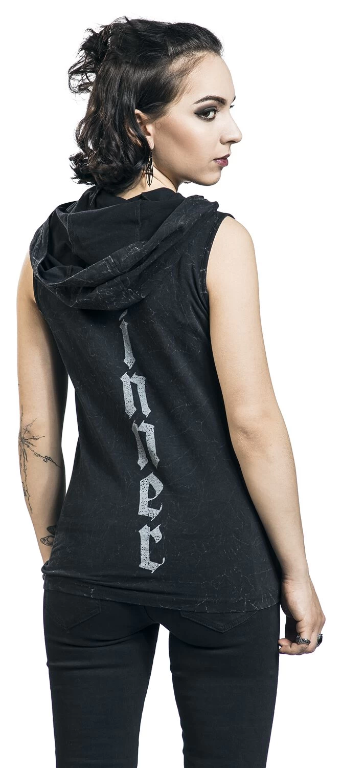 "Printed Hooded Top" Top Dark Grey By Rock Rebel By EMP 5 "Printed Hooded Top" Top Dark Grey By Rock Rebel By EMP - Image 5