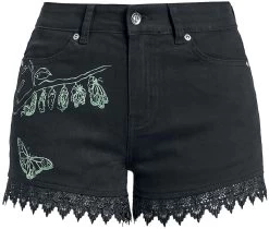 "Shorts With Butterfly Print" Shorts Black By Gothicana By EMP