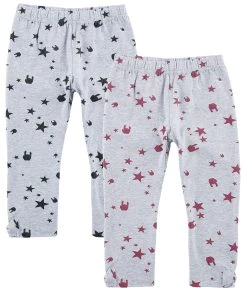"Set Of Two Kids’ Leggings With Rock Hand And Stars" Leggings Black-grey By EMP Stage Collection