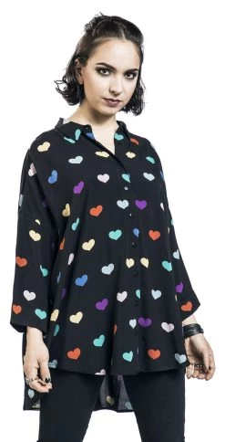 "Mimi Oversized Shirt" Longsleeve Multicolour By Hell Bunny -Fashion Lady Clothing Shop 515346wa