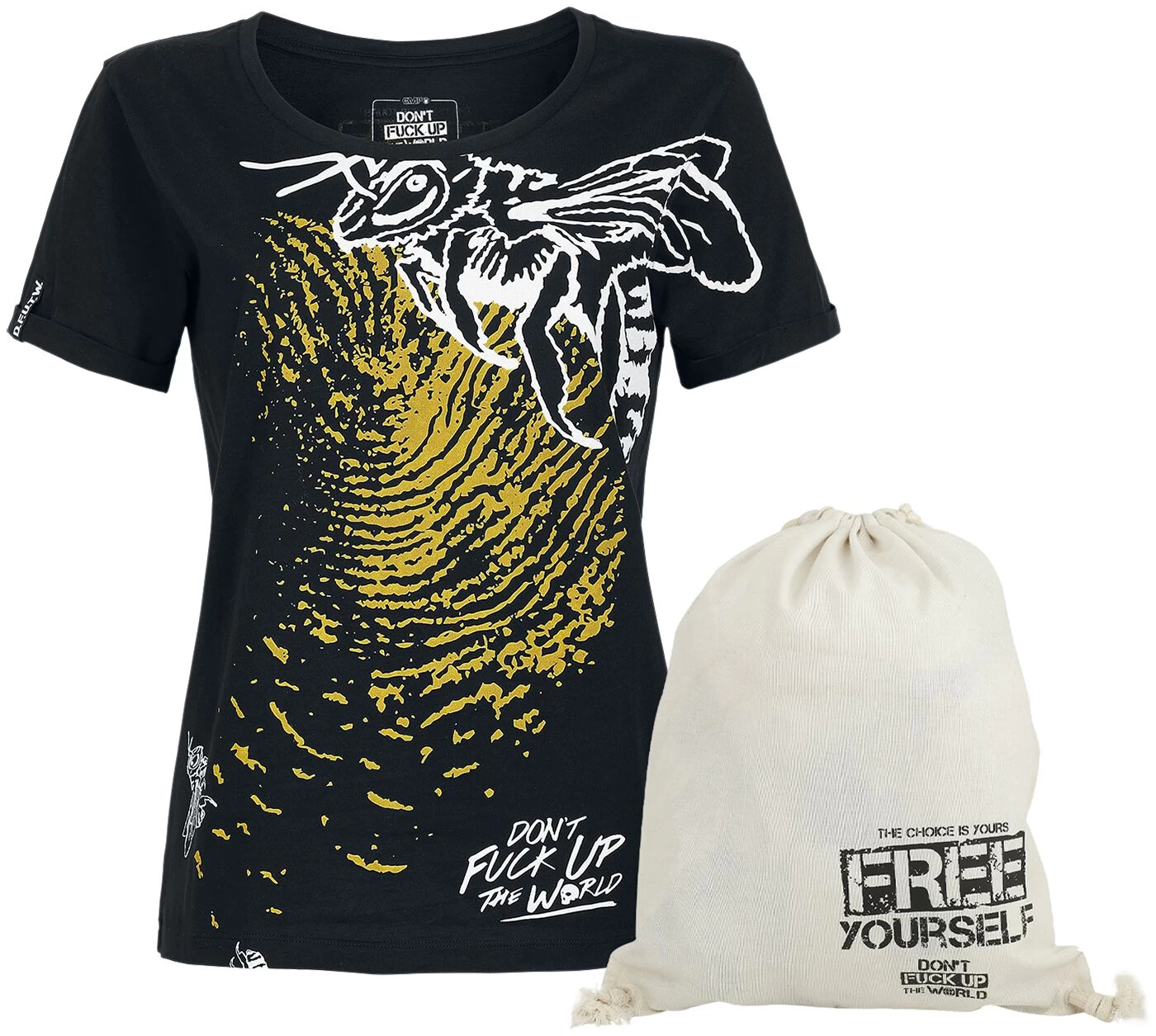 "Don't Fuck Up The World - Black T-shirt With Print" T-Shirt Black By EMP Special Collection 1 "Don't Fuck Up The World - Black T-shirt With Print" T-Shirt Black By EMP Special Collection