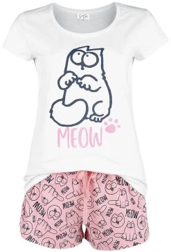 "Meow" Pyjama White-pink By Simon' S Cat