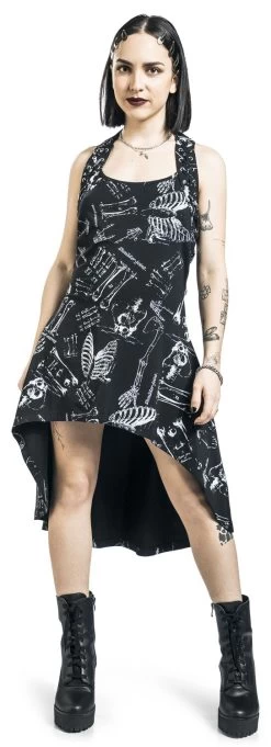 "Anatomy Bone Dress" Short Dress Black-white By Vixxsin -Fashion Lady Clothing Shop 519873wa